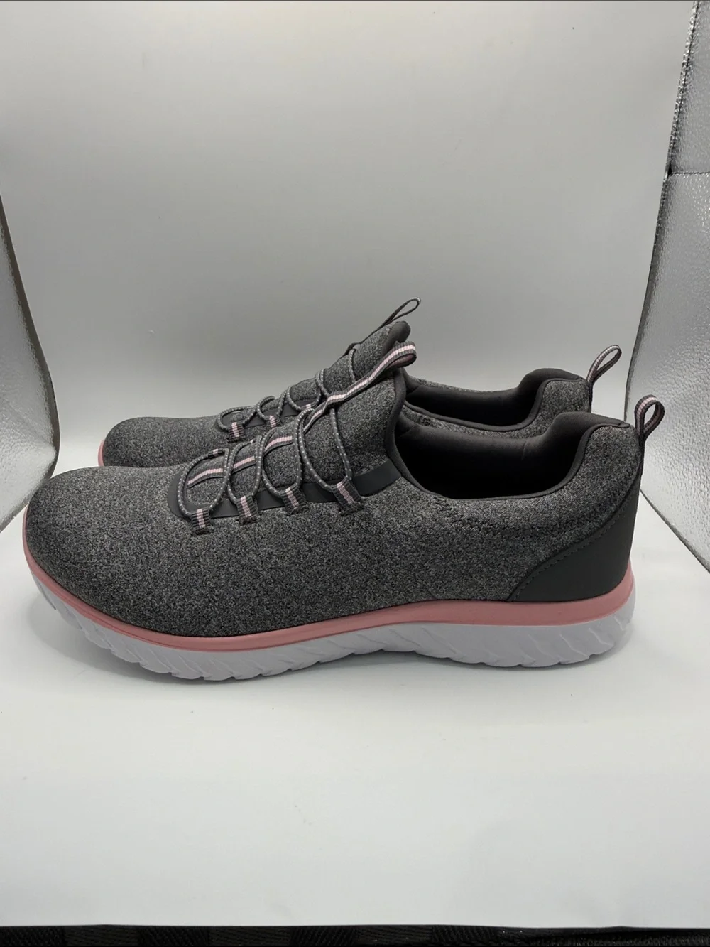 Gray & Pink Slip-On Knit Walking Sneakers NWOT
